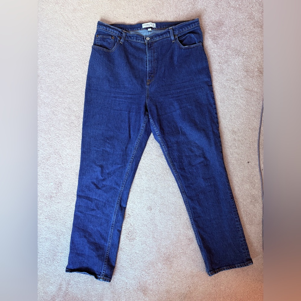 Abercrombie & Fitch 90’s Straight Leg Ultra High Rise Blue Jean Curve Love - Picture 2 of 5